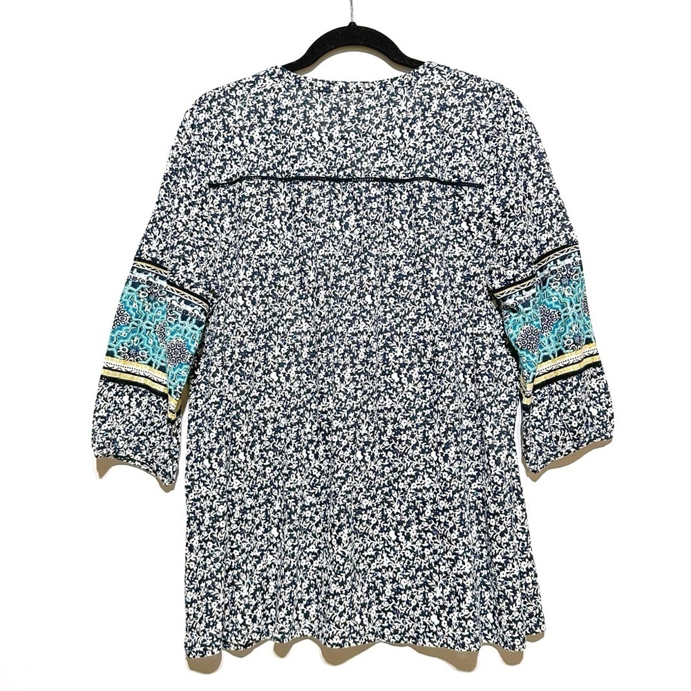 J. Jill Cotton Blend Floral Print Boho Tunic Top In Petite Large Multicolored - Picture 6 of 10